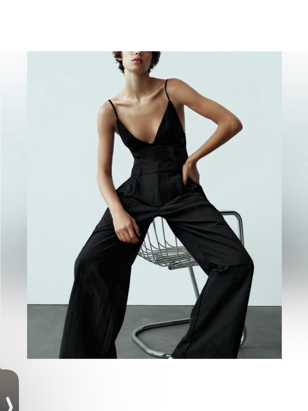 Zara Black Wide-Leg Jumpsuit With Spaghetti Straps